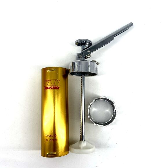 Marcato Atlas Cookie Press Gold Metal Italy 16 Discs 4 Tips Instructions Recipes - Picture 9 of 10